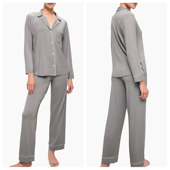 Eberjey Gisele Modal Tencel Long PJ Pajamas Set in Moonlight Ivory